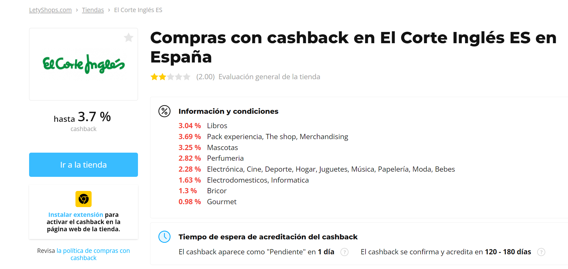 Letyshops: Obtén cashback en tus compras en El Corte Inglés